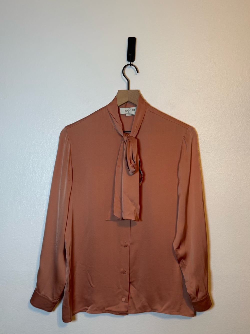 Gucci Uniform Silk Tie-neck Blouse